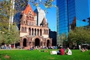 Copley Square and its iconic Trinity Church (1877) are located in the heart of Boston's elegant Back Bay neighborhood.