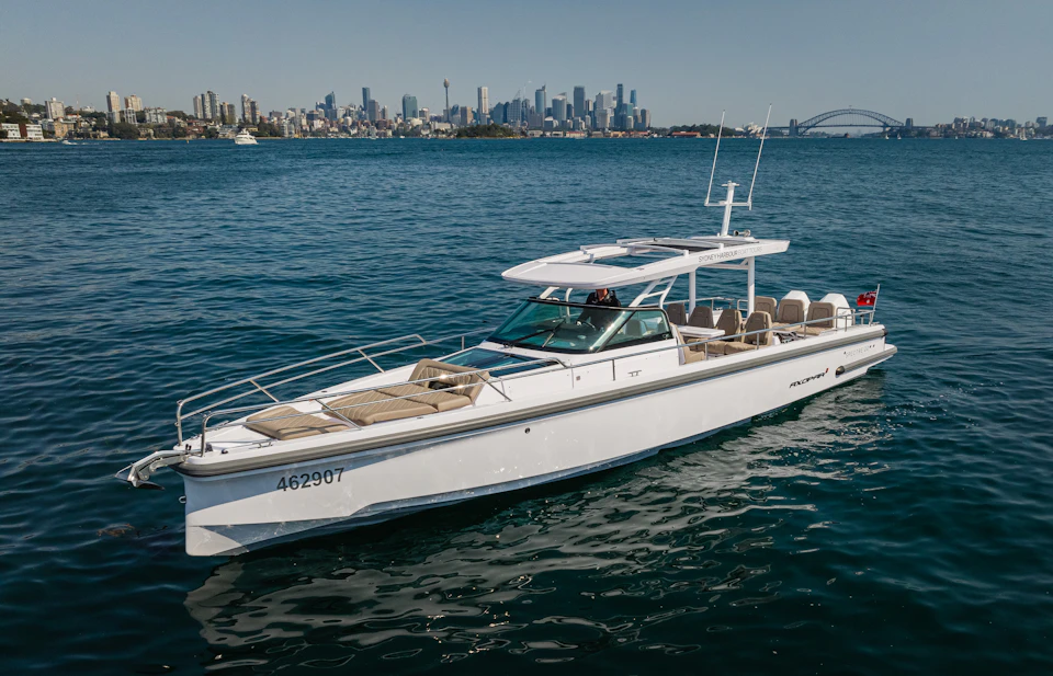 Spectre 2.0 new luxury sports cruiser on Sydney Harbour