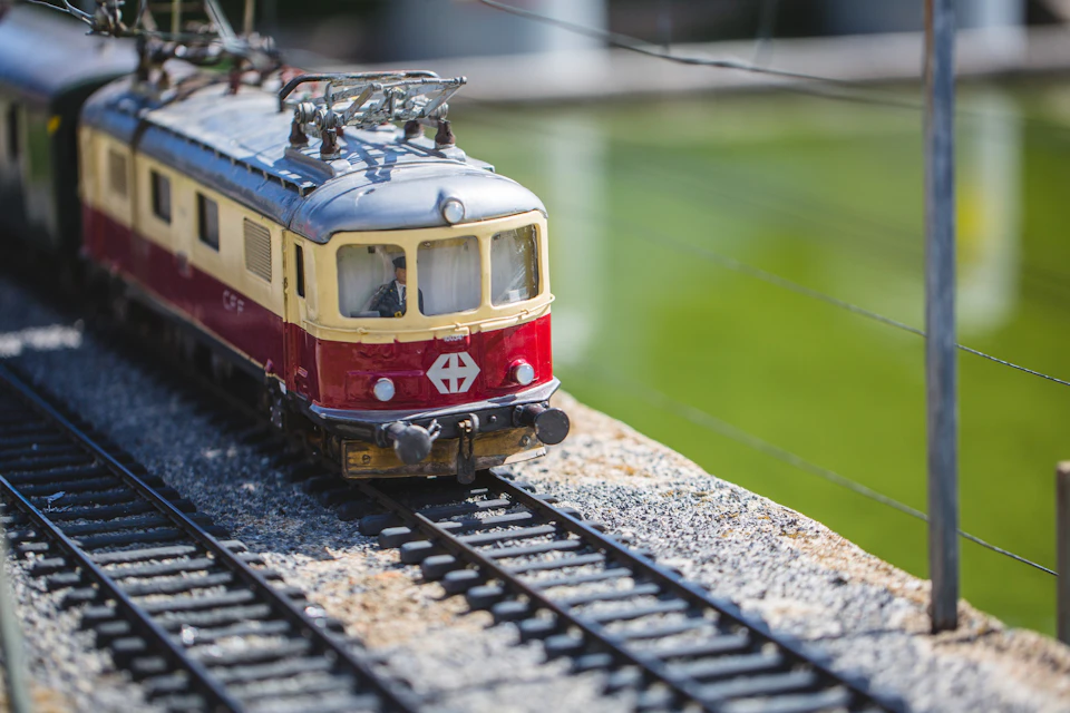 One of the many trains running daily on Swissminiatur's 1:25 scale rail line