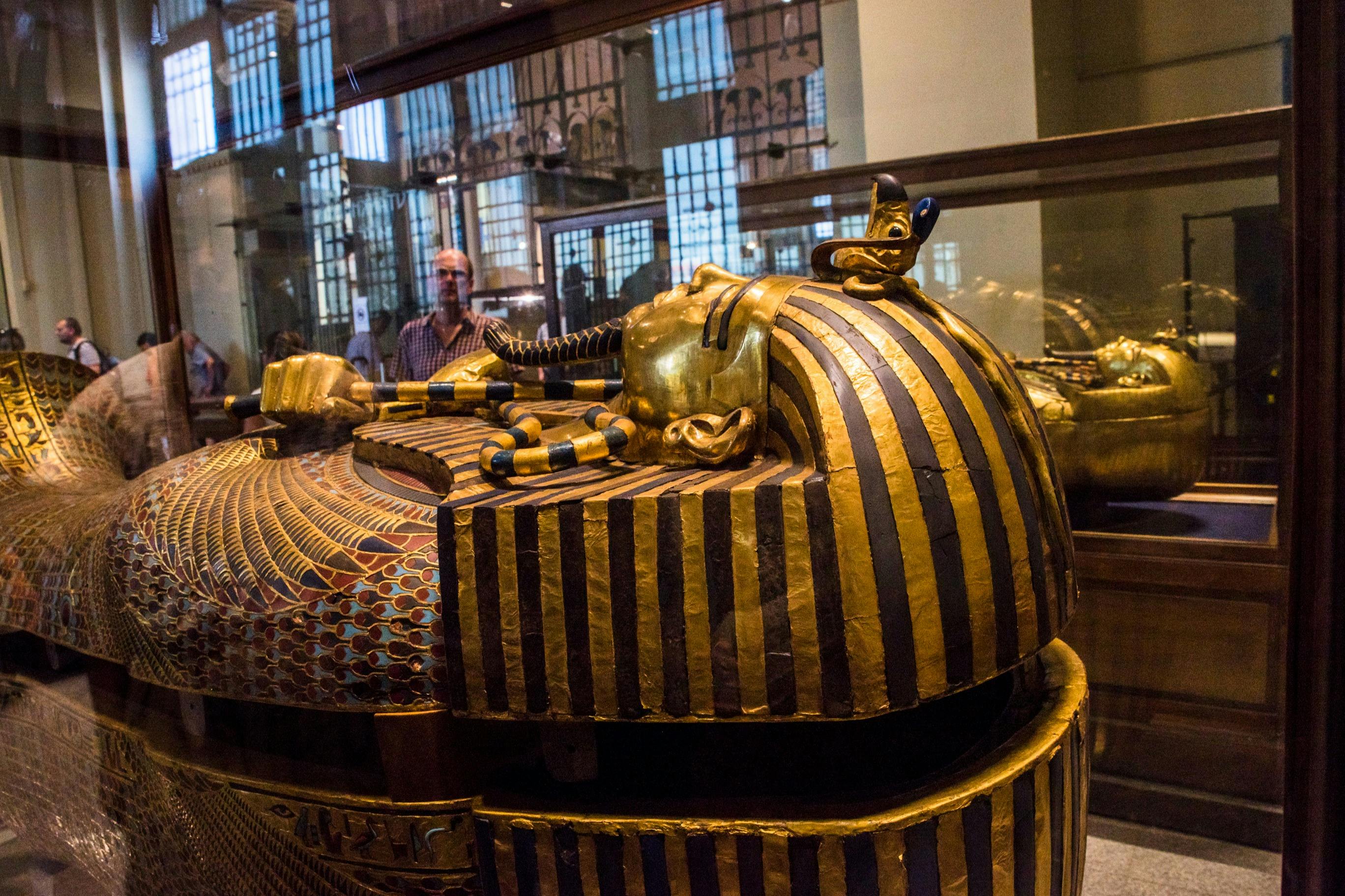 Coffins displayed in the Egyptian Museum