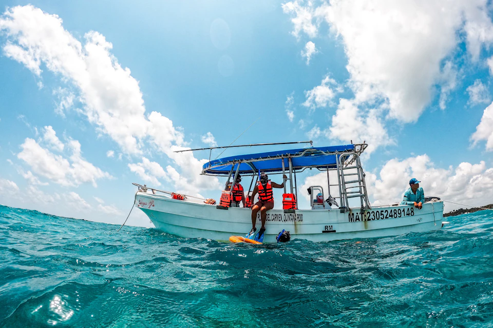 People starting snorkeling activities.
