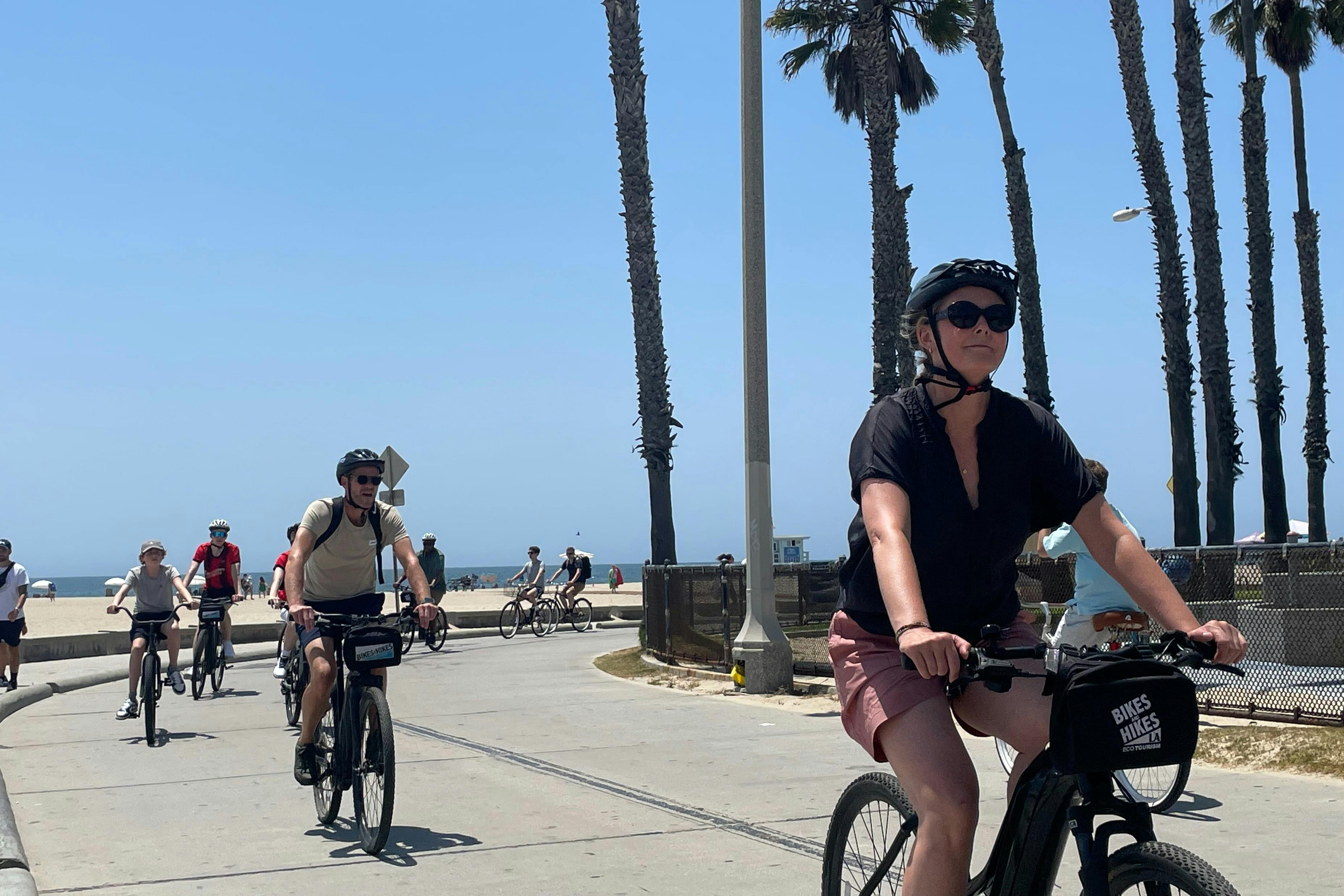 Soaking up the sun on the Santa Monica beach boardwalk