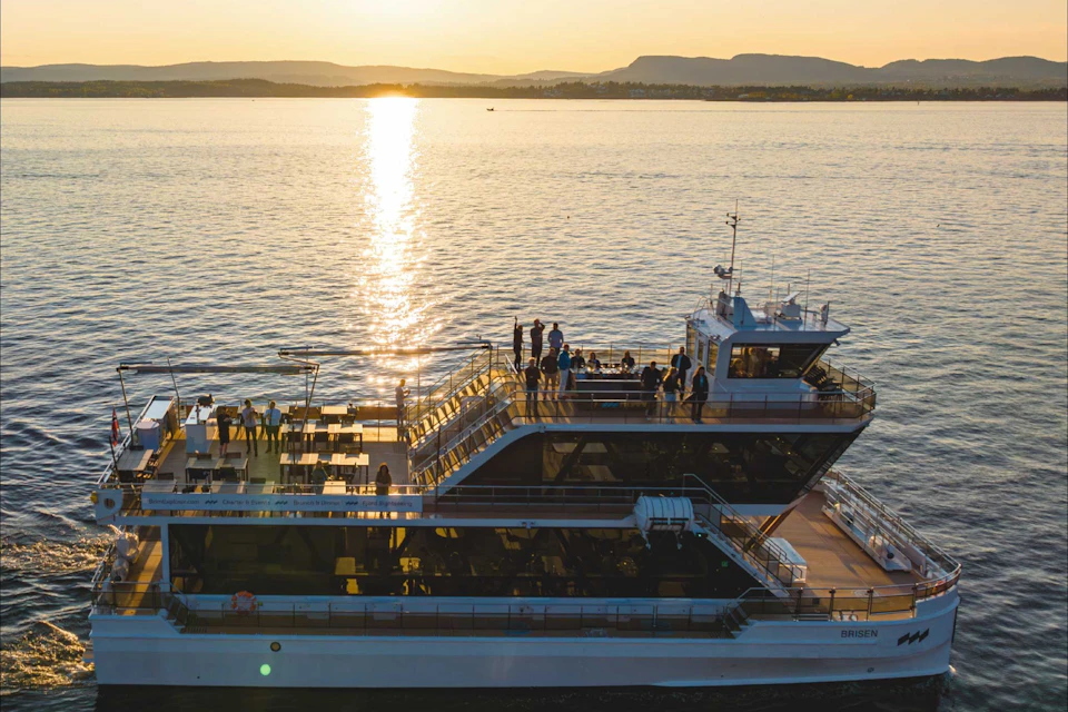 100% electric Ms Brisen in sunset