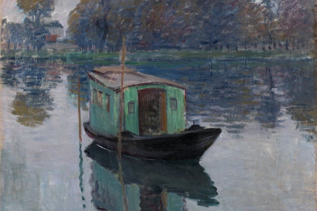 Le bateau-atelier, o barco do estúdio de Monet, 1874