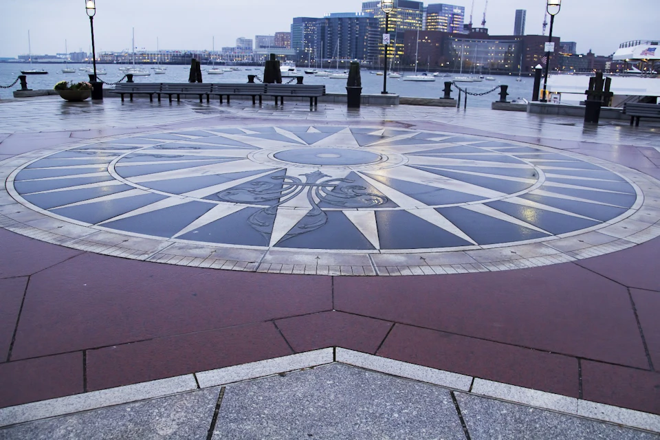 Boston harbor walk inlaid sidewalk mosaic.