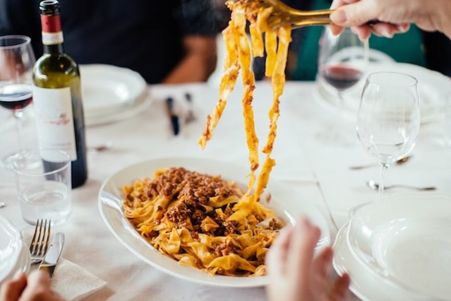 ミートソースのパスタ