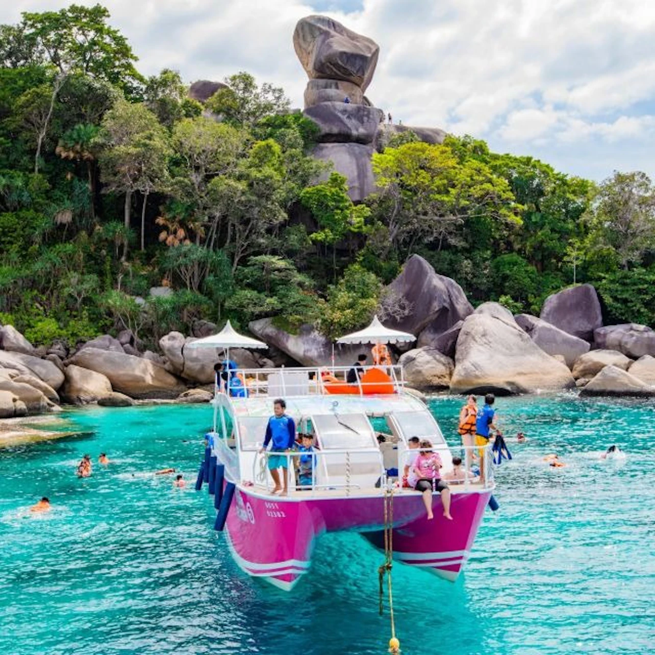Embark on a luxury speed catamaran tour to the stunning Similan Islands.