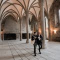 Couple wandering through the abbey