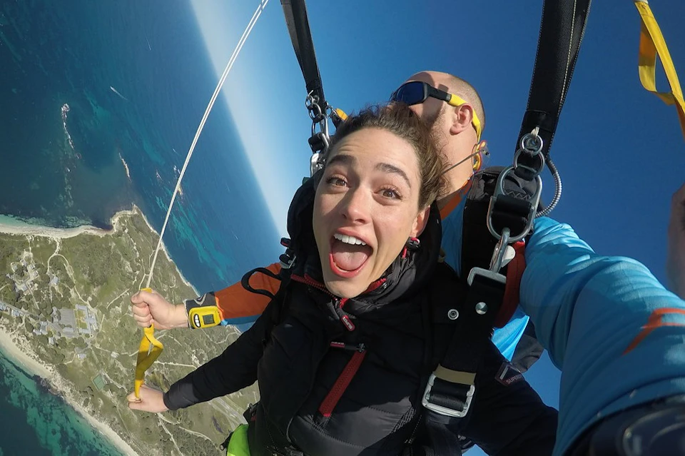 Skydiving pair over Rottnest Island