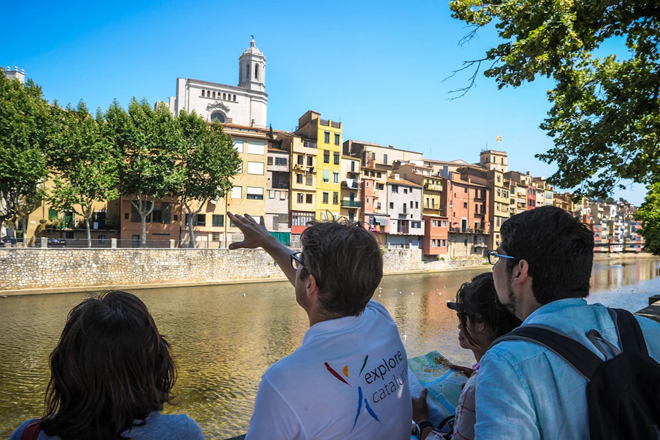 Across the river on our Girona and Costa Brava Tour.