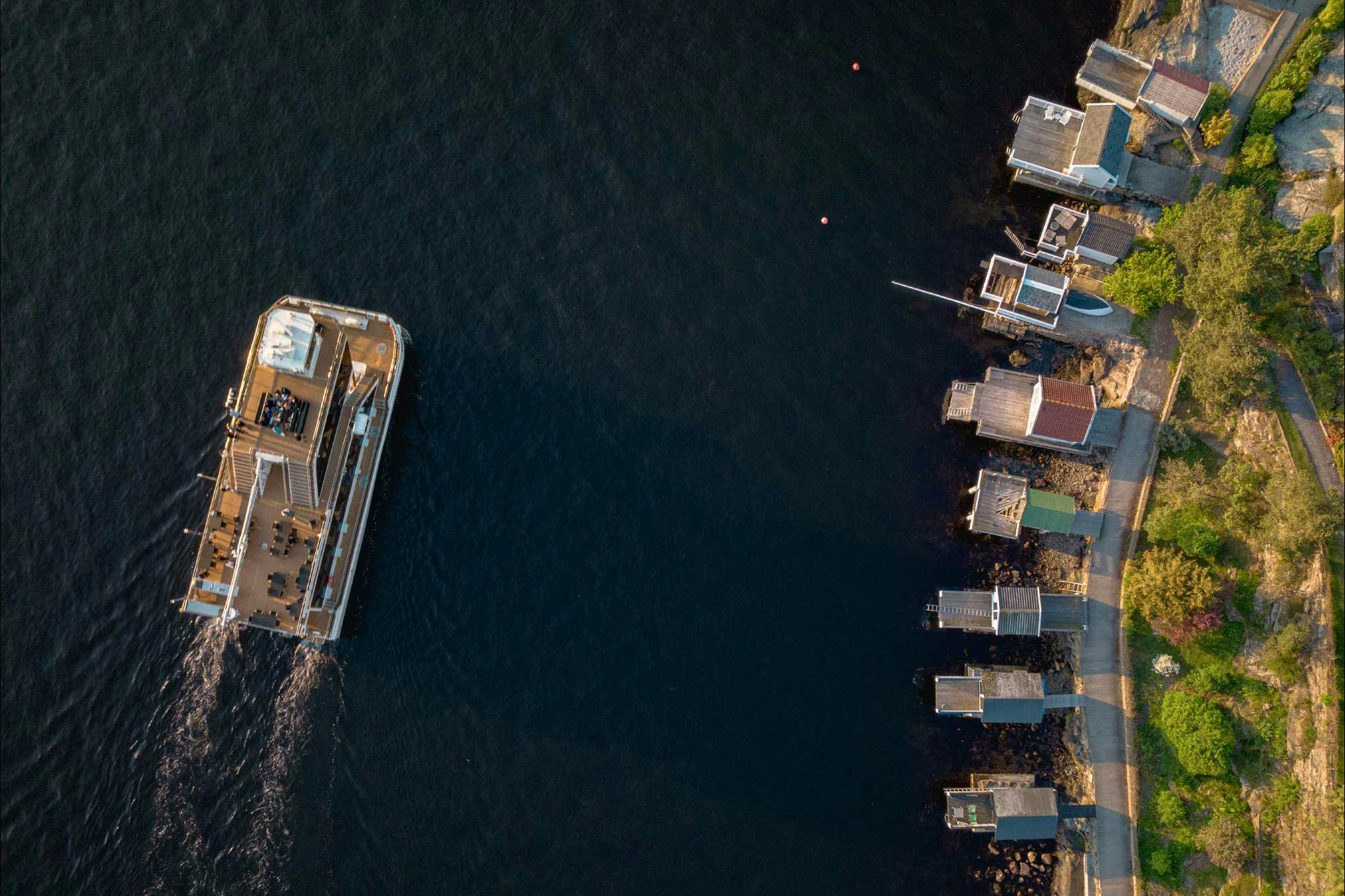 Drone shot of traditional bathing houses