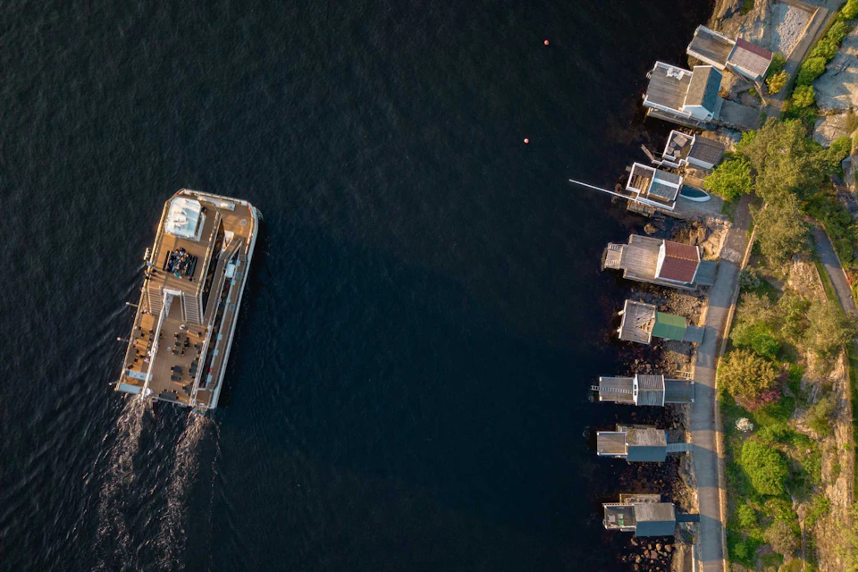 Drone shot of traditional bathing houses