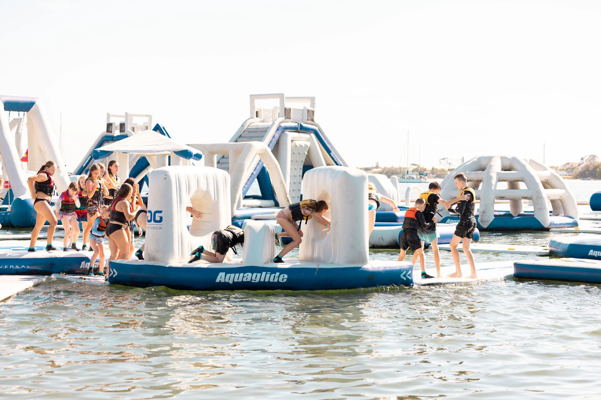 Everyone playing at the Aqua Park