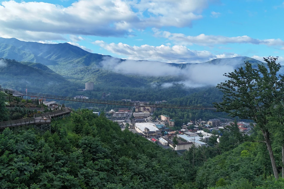 View from the Tulip Tower of SkyBridge and Gatlinburg