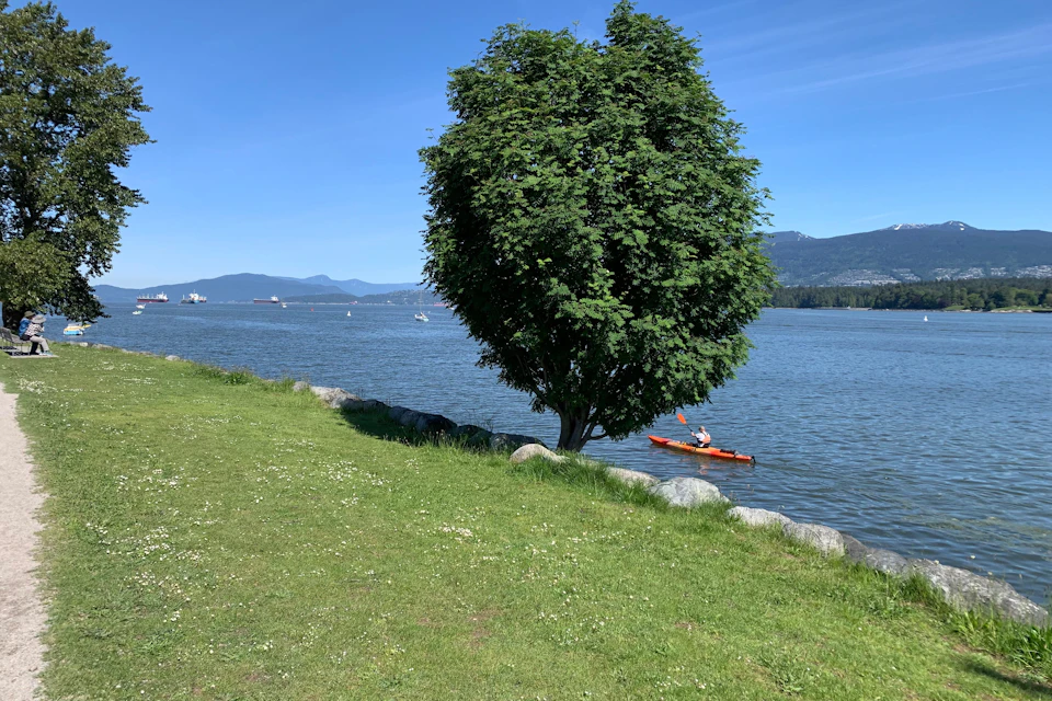 Biking along Vancouver's Waterfront.