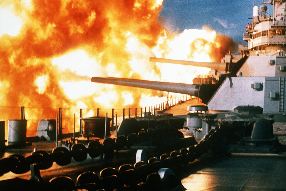 Shots fired from Battleship New Jersey
