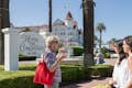 Front sign and facade of the Hotel del Coronado with San Diego Walks