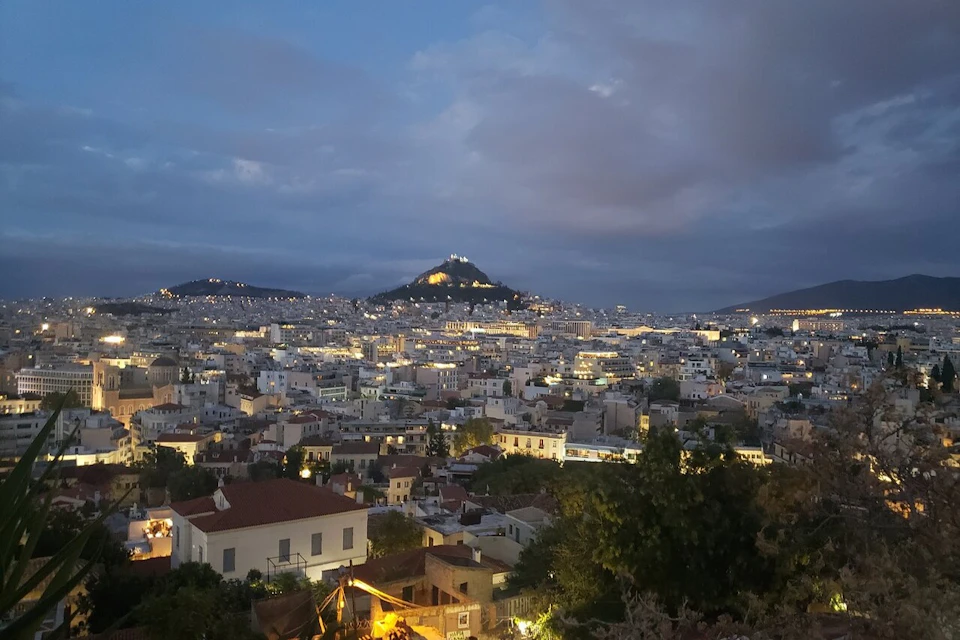 Athens from above in the afternoon