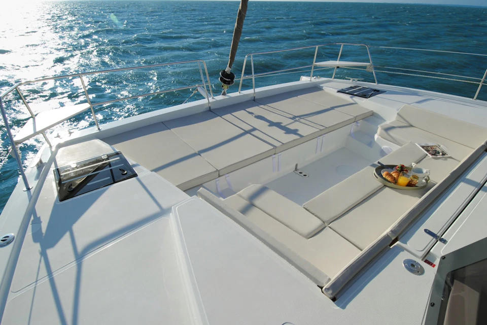 front of the catamaran