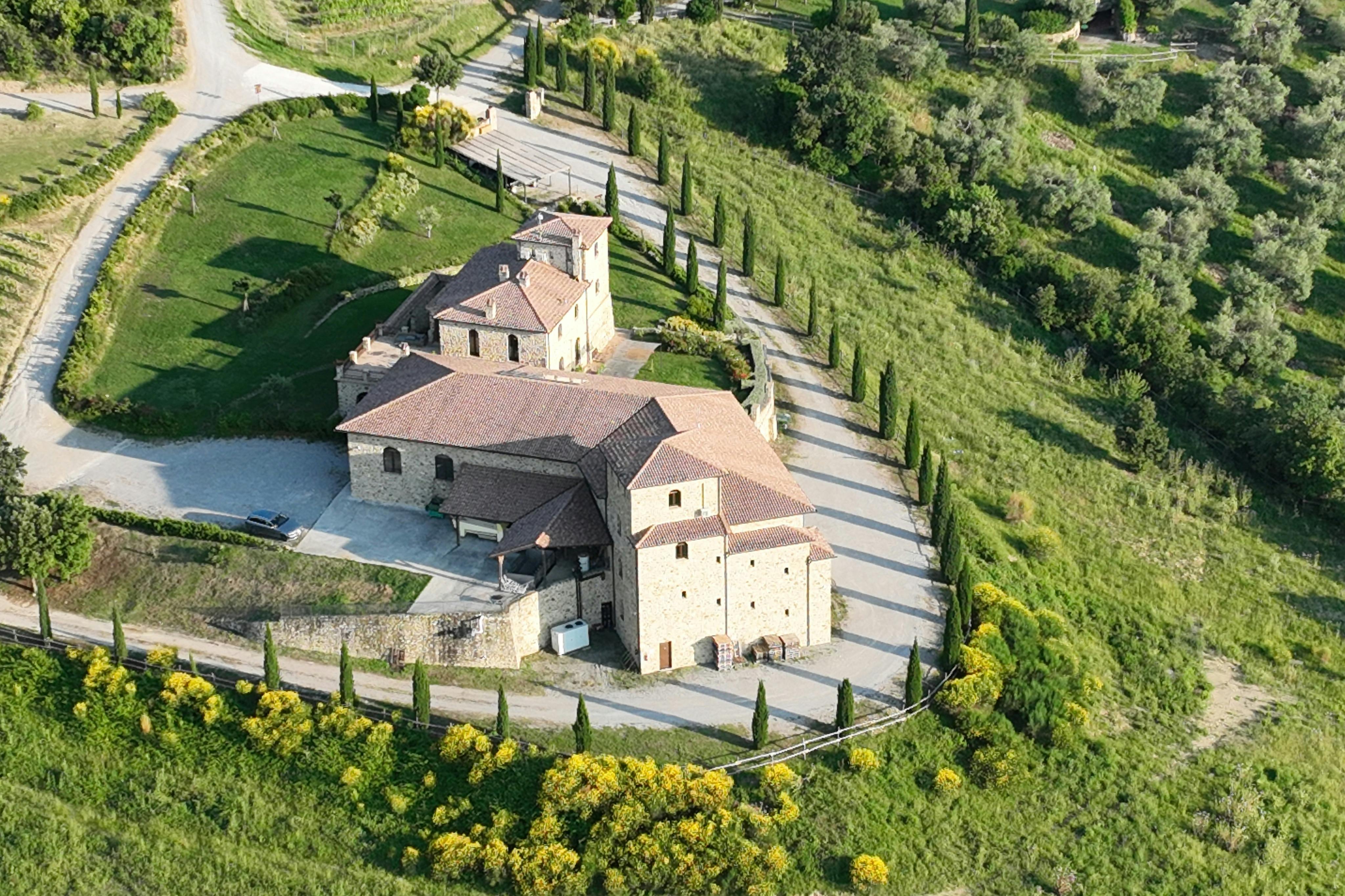 aerial photo of Sangiovese winery