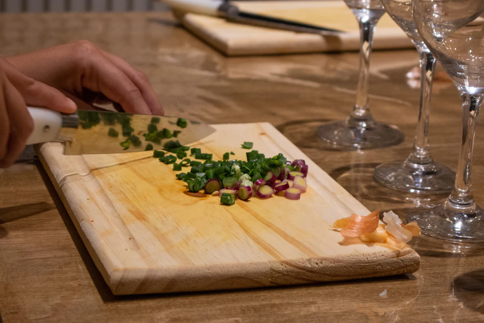 Chopping the vegetables is the starting point of the experience
