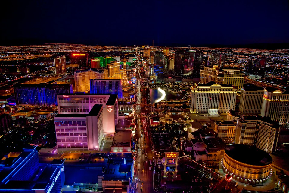Night Flight Over the Las Vegas Strip