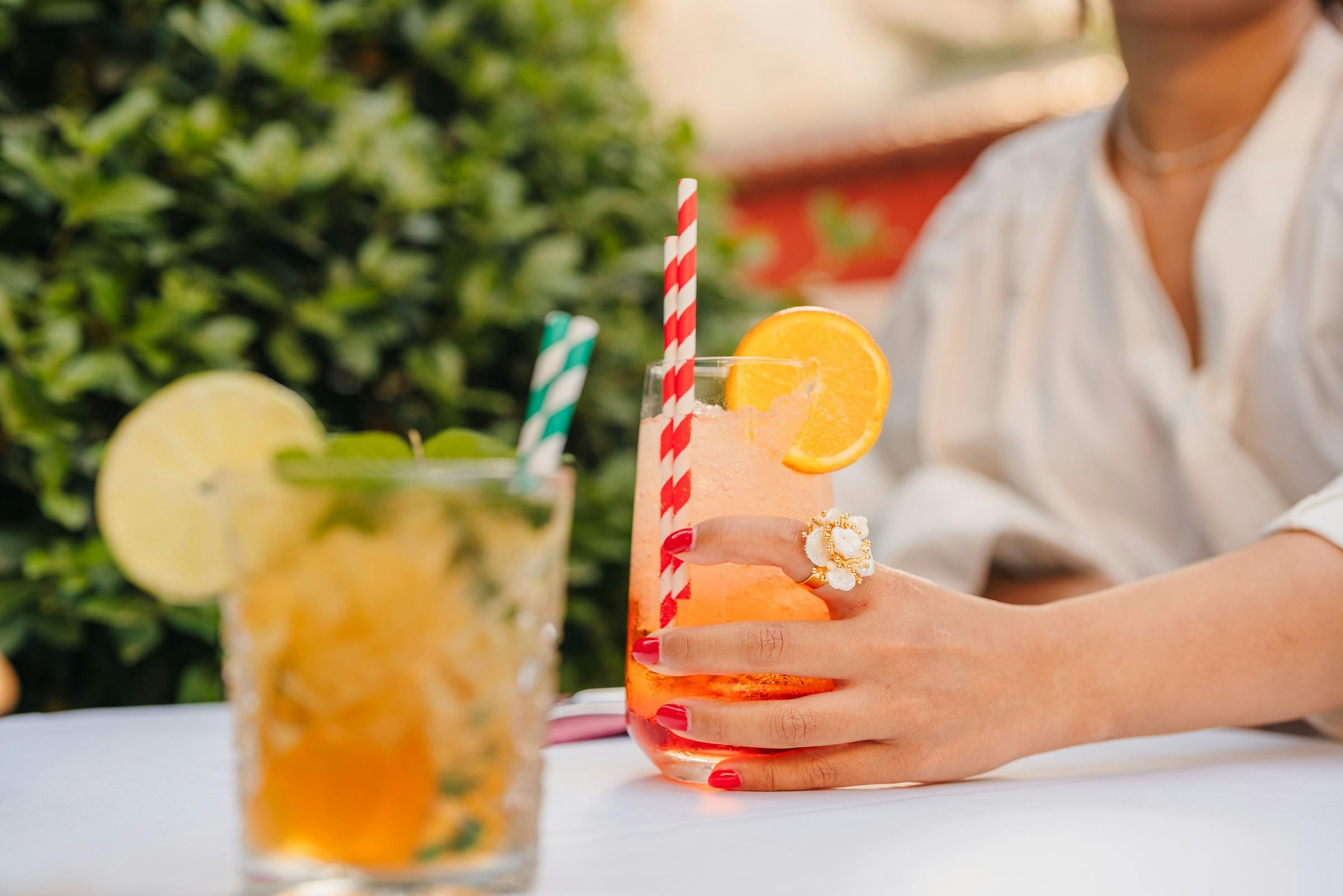 Appetizers: mojito and Aperol Spritz