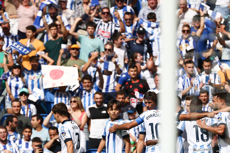 Real Sociedad players celebrating a goal