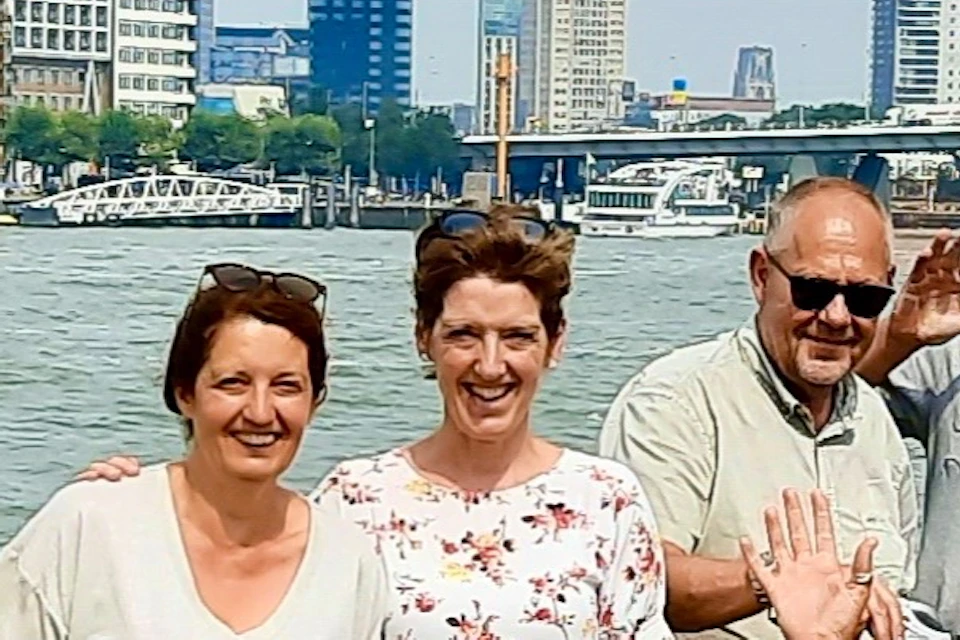Cozy group with guide on the quay