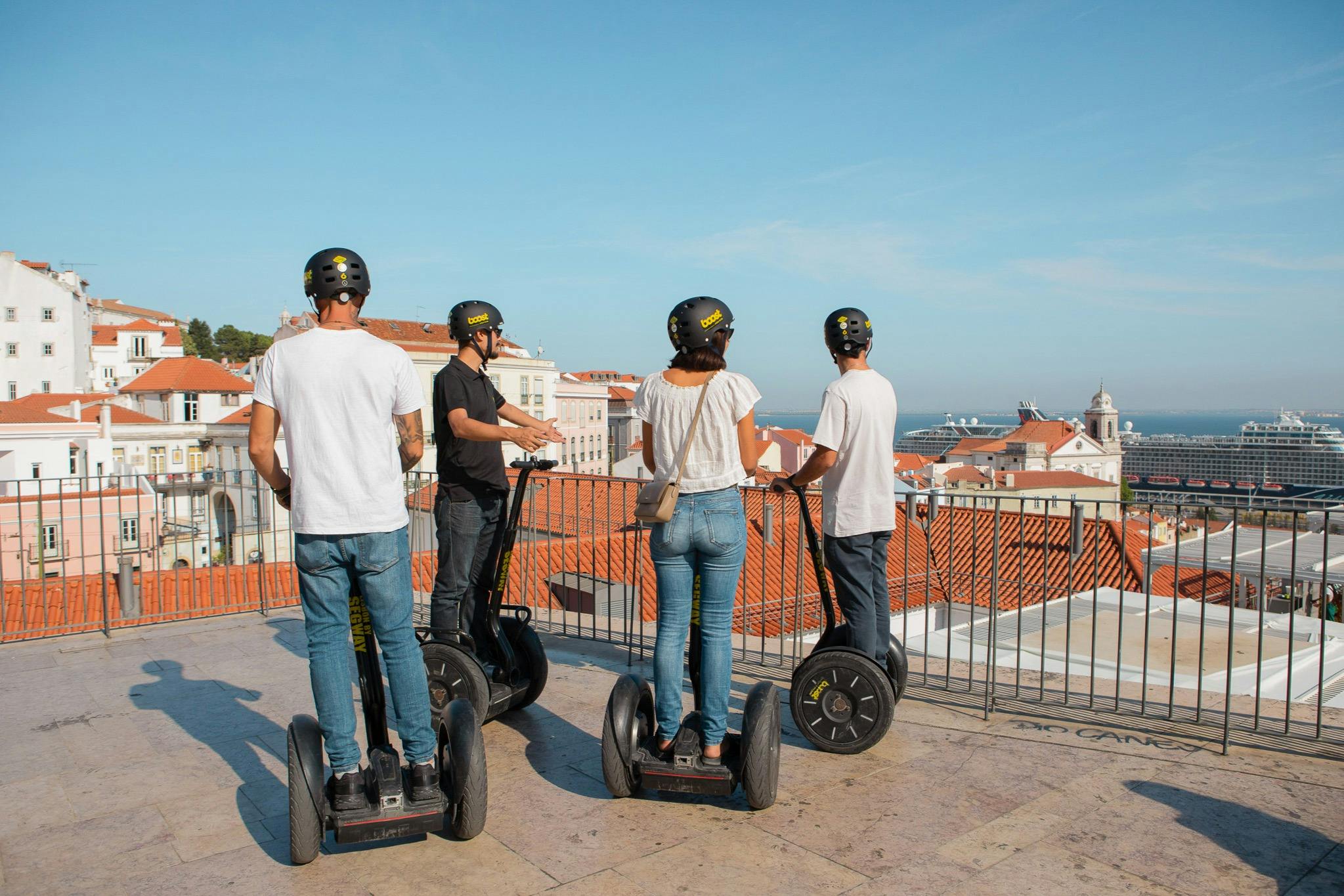 Tourists enjoying a segway guided tour in Lisbon