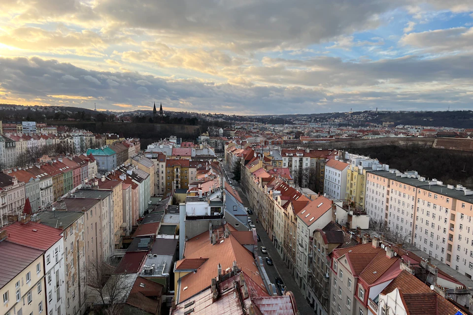 View on Vysehrad from the Nusle bridge