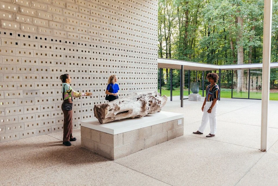 Visitors in the sculpture garden