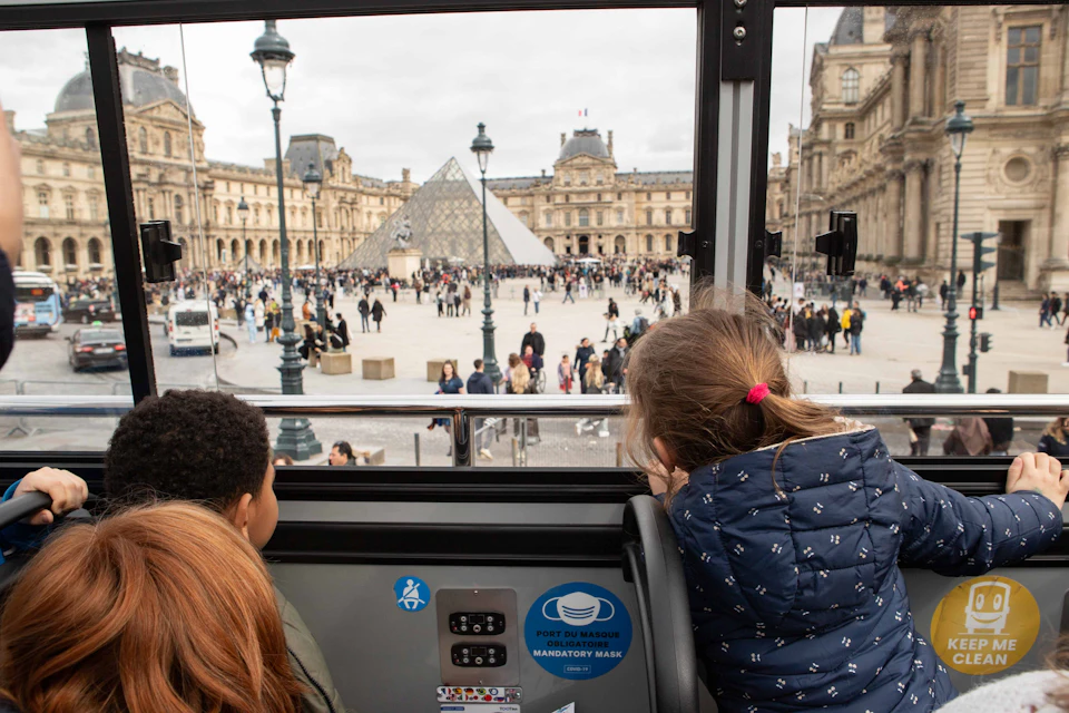 Louvre Pyramid seen from the bus