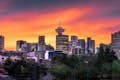 Downtown Vancouver bij zonsondergang